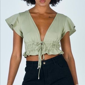 Princess Polly Jamison Reid Crop Top in Khaki